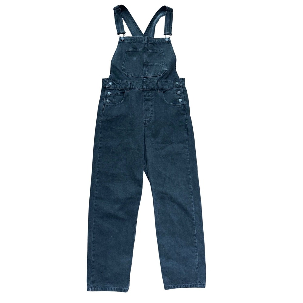 We The Free Womens Black Ziggy Denim Overall Straight Leg Sz Medium 100% Cotton